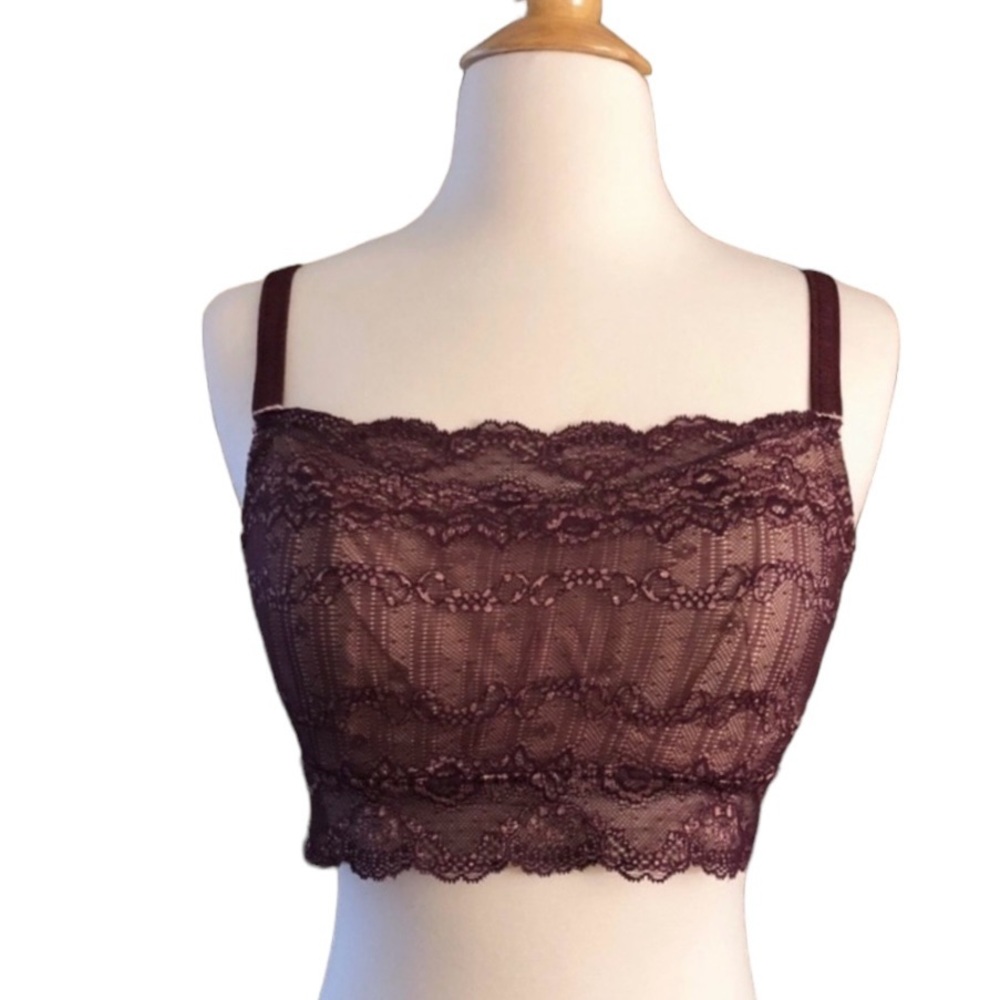 Dirty Dolls Burgundy Lace Longline Bra, Perhaps a Summer Crop Top?! Size 34C